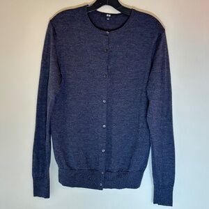 Uniqlo Gray Merino Wool Cardigan Sweater